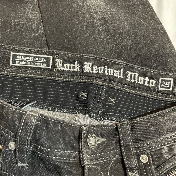 Rock Revival Moto Black Cladelle Jeans Size 29 8 - Picture 5 of 10